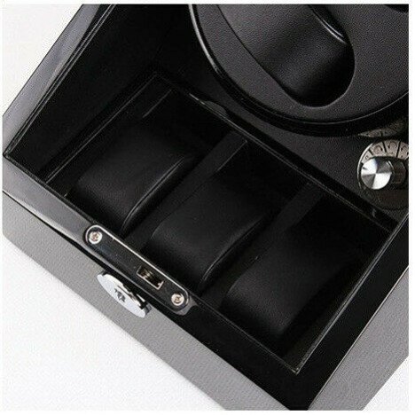 Cutie pentru intors ceasuri automatice iUni Watch Winder 2 + 3 spatii depozitare, Mahon