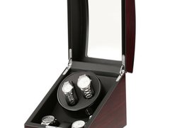 Cutie pentru intors ceasuri automatice iUni Watch Winder 2 + 3 spatii depozitare, Mahon